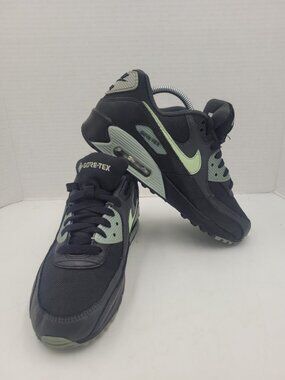 Nike Air Max 90 Black Gray Green Sneaker Unisex Kids 5Y EU 37.5 Flat Athletic
